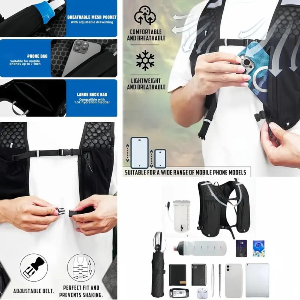 Hydration Vest - Waterproof Reflective Running Vest Pack Adjustable